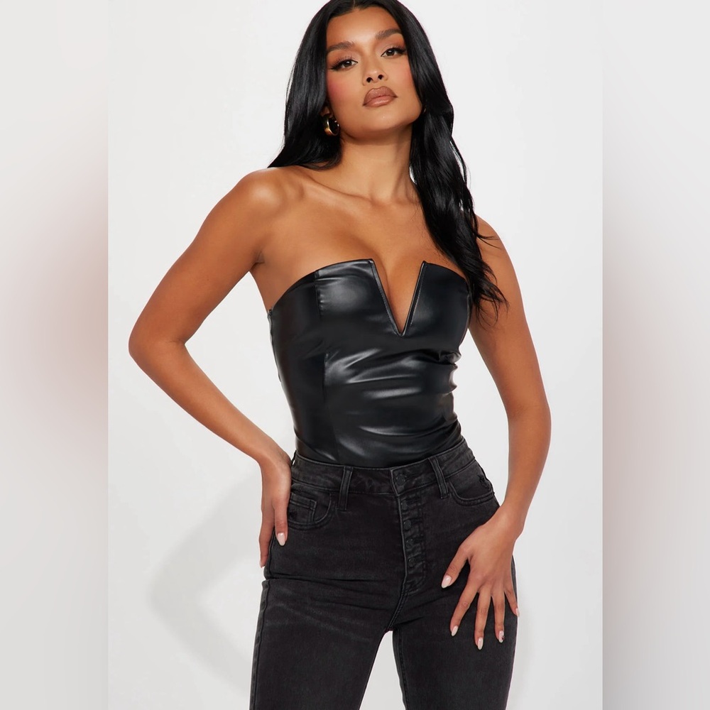 River island faux leather bustier bodysuit
